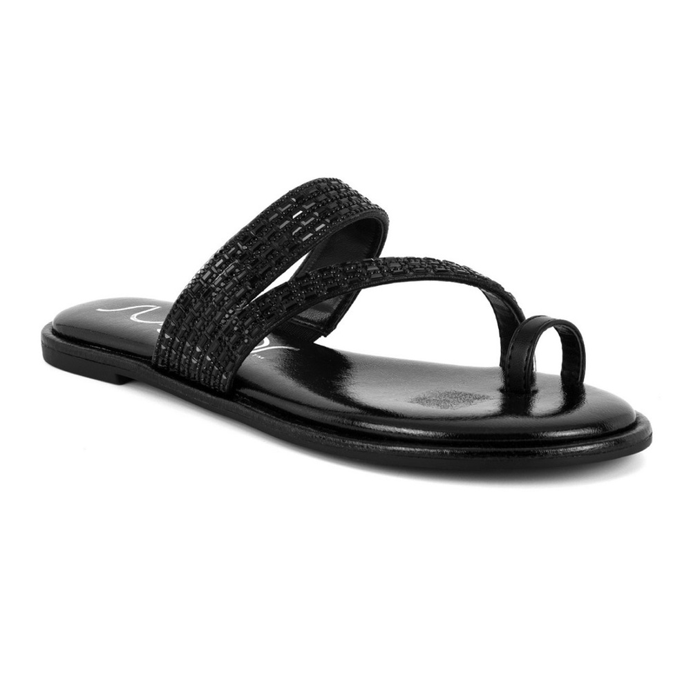 Sugar Pacifico Black Shimmer Thong Sandals- Size 6.5